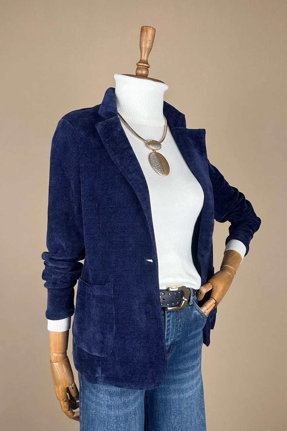 Kadife Dokulu Blazer Ceket