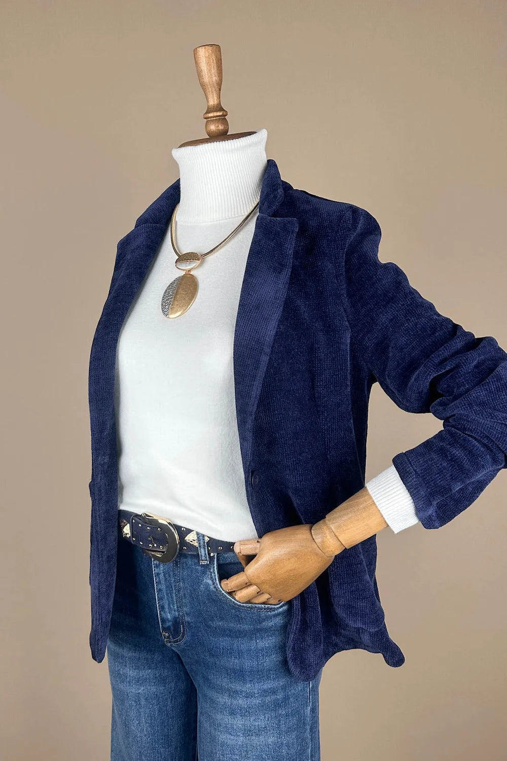 Kadife Dokulu Blazer Ceket