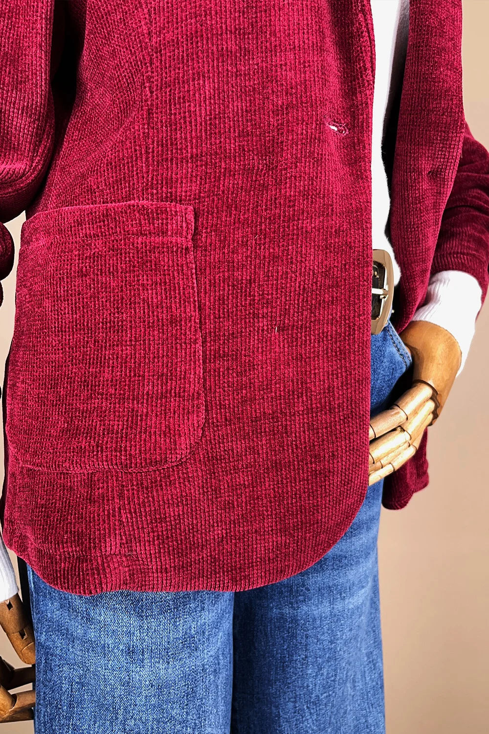 Kadife Dokulu Blazer Ceket