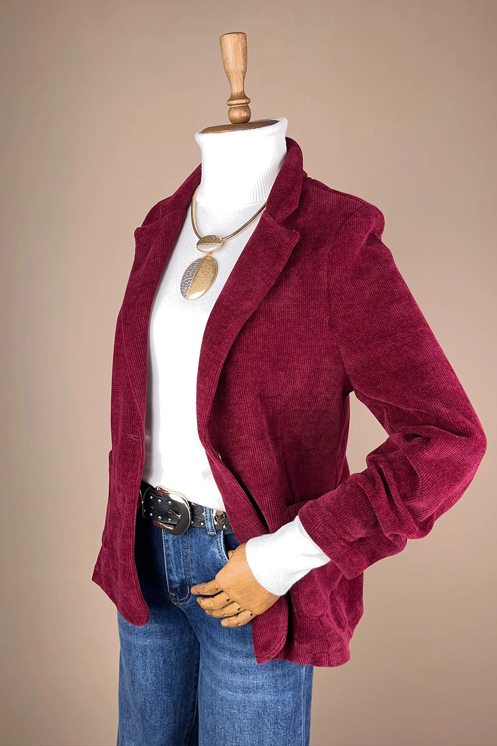 Kadife Dokulu Blazer Ceket