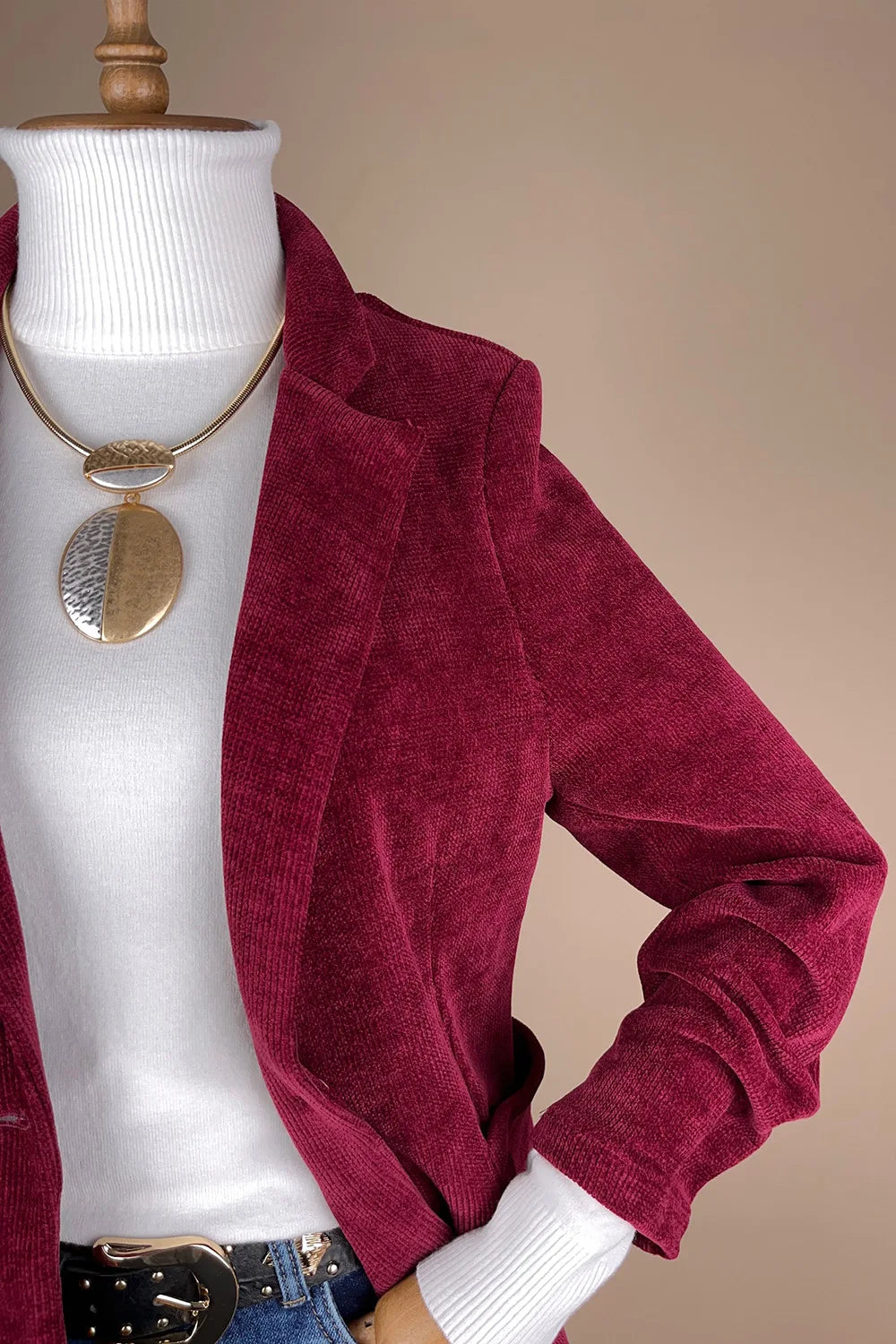 Kadife Dokulu Blazer Ceket