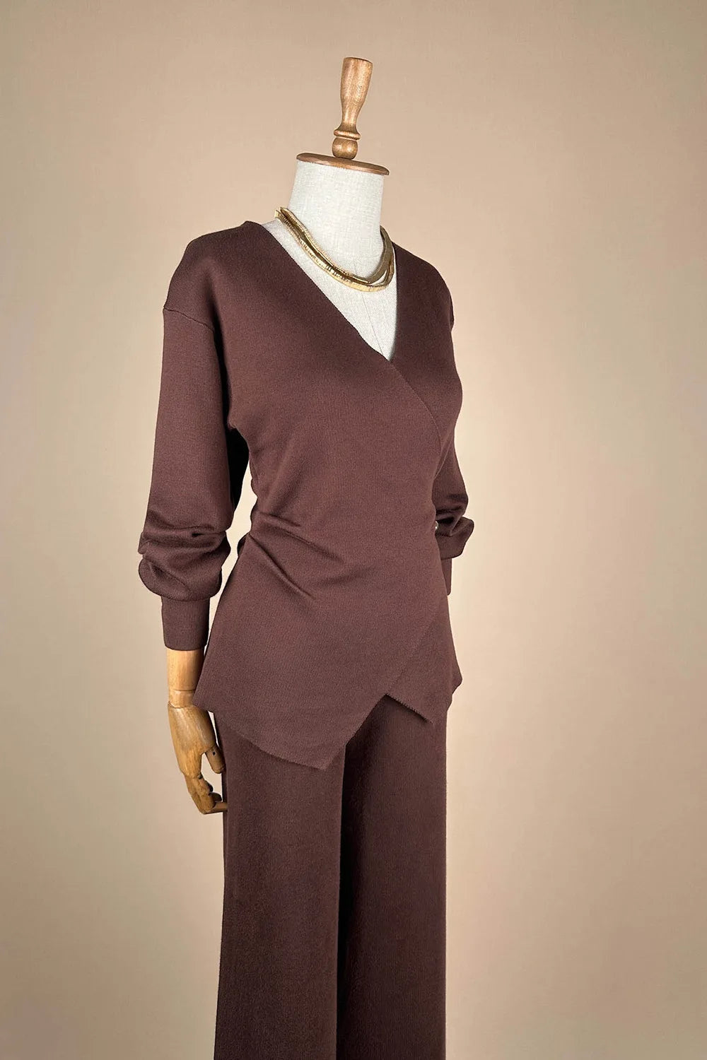 Kruvaze Detaylı Triko Takım