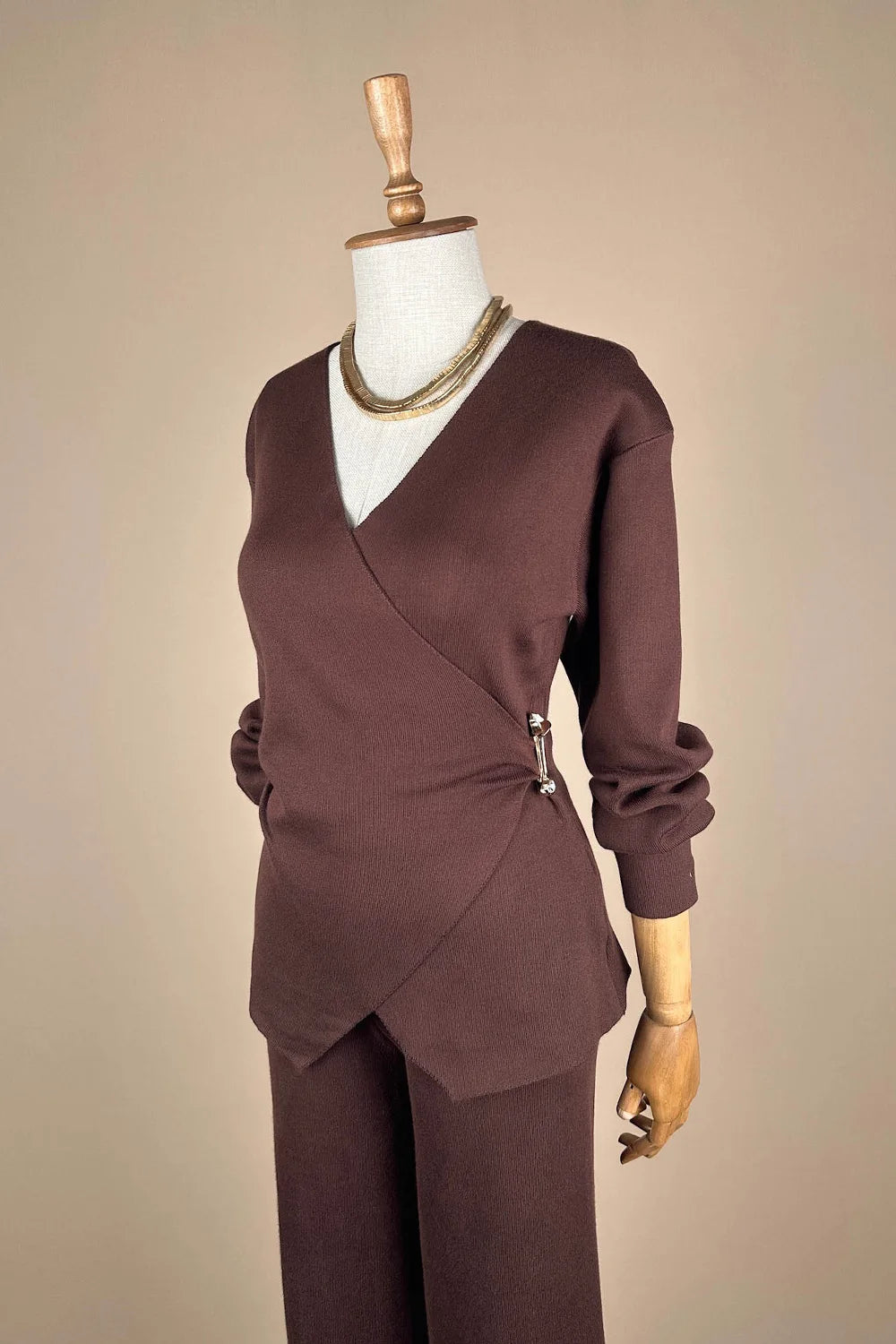 Kruvaze Detaylı Triko Takım