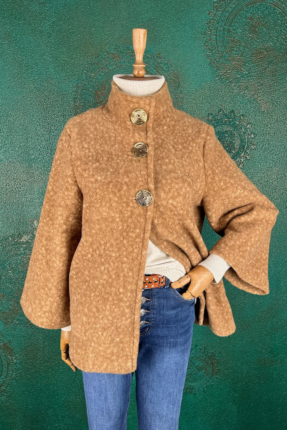 Dik Yakalı Buklet Ceket