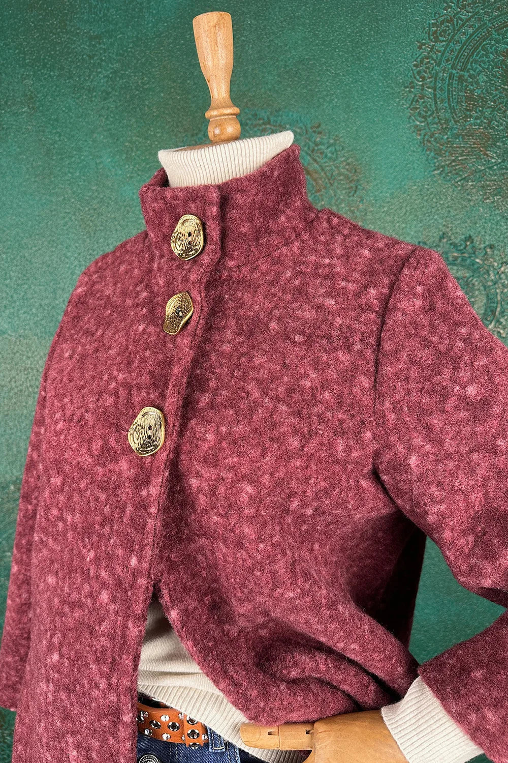 Dik Yakalı Buklet Ceket