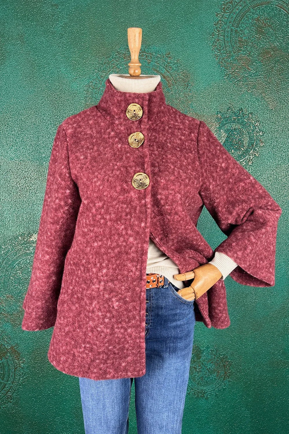 Dik Yakalı Buklet Ceket