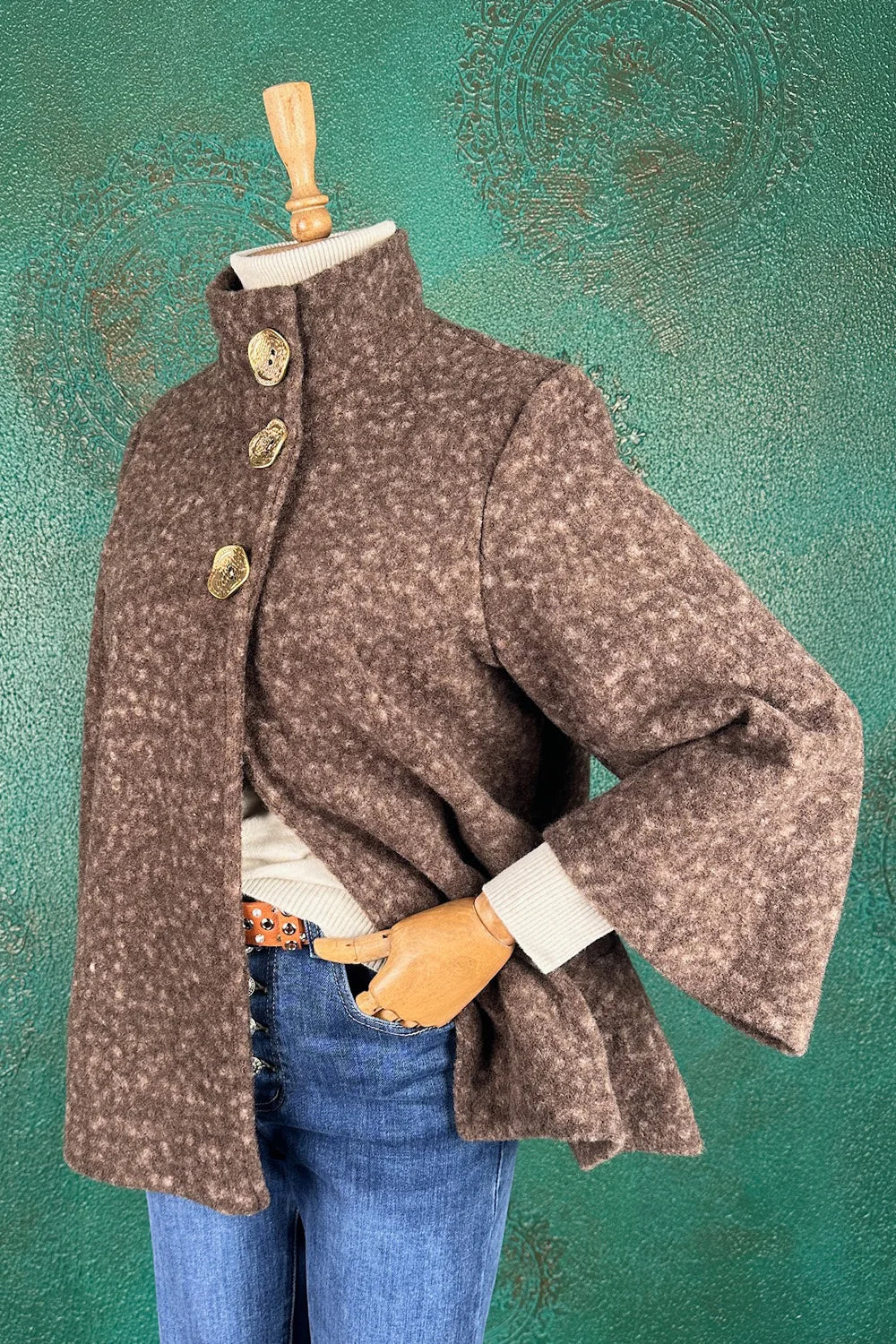 Dik Yakalı Buklet Ceket