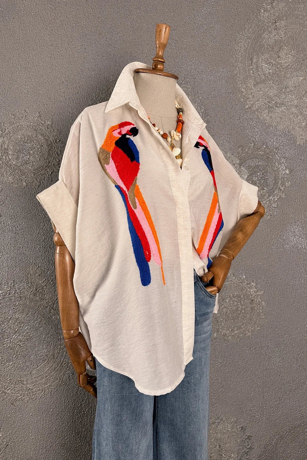 Nakışlı Oversize Gömlek