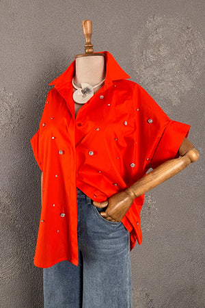 Taşlı Oversize Gömlek