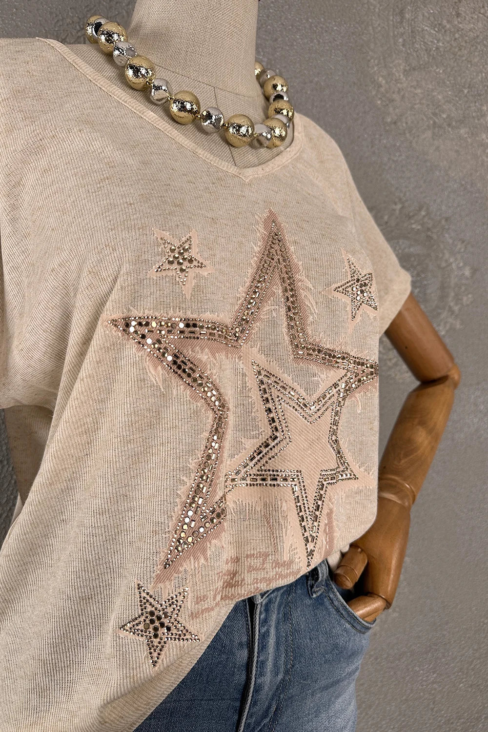 Taşlı Dokuma T-shirt