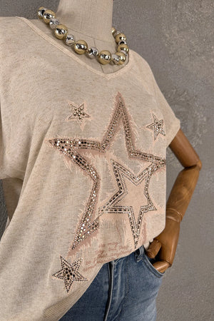 Taşlı Dokuma T-shirt