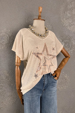 Taşlı Dokuma T-shirt