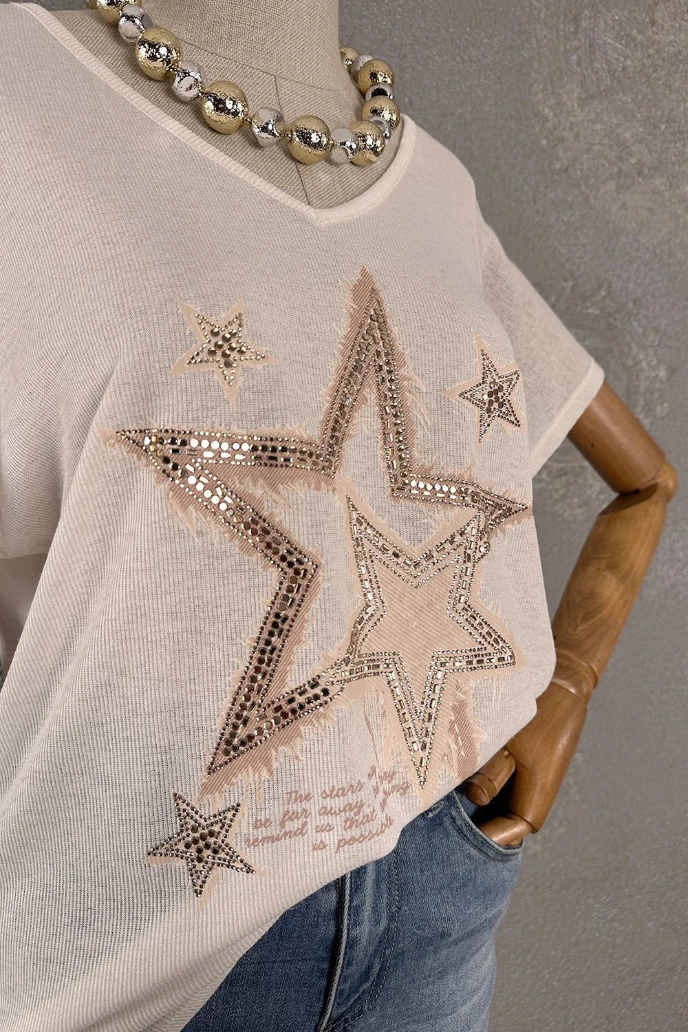Taşlı Dokuma T-shirt