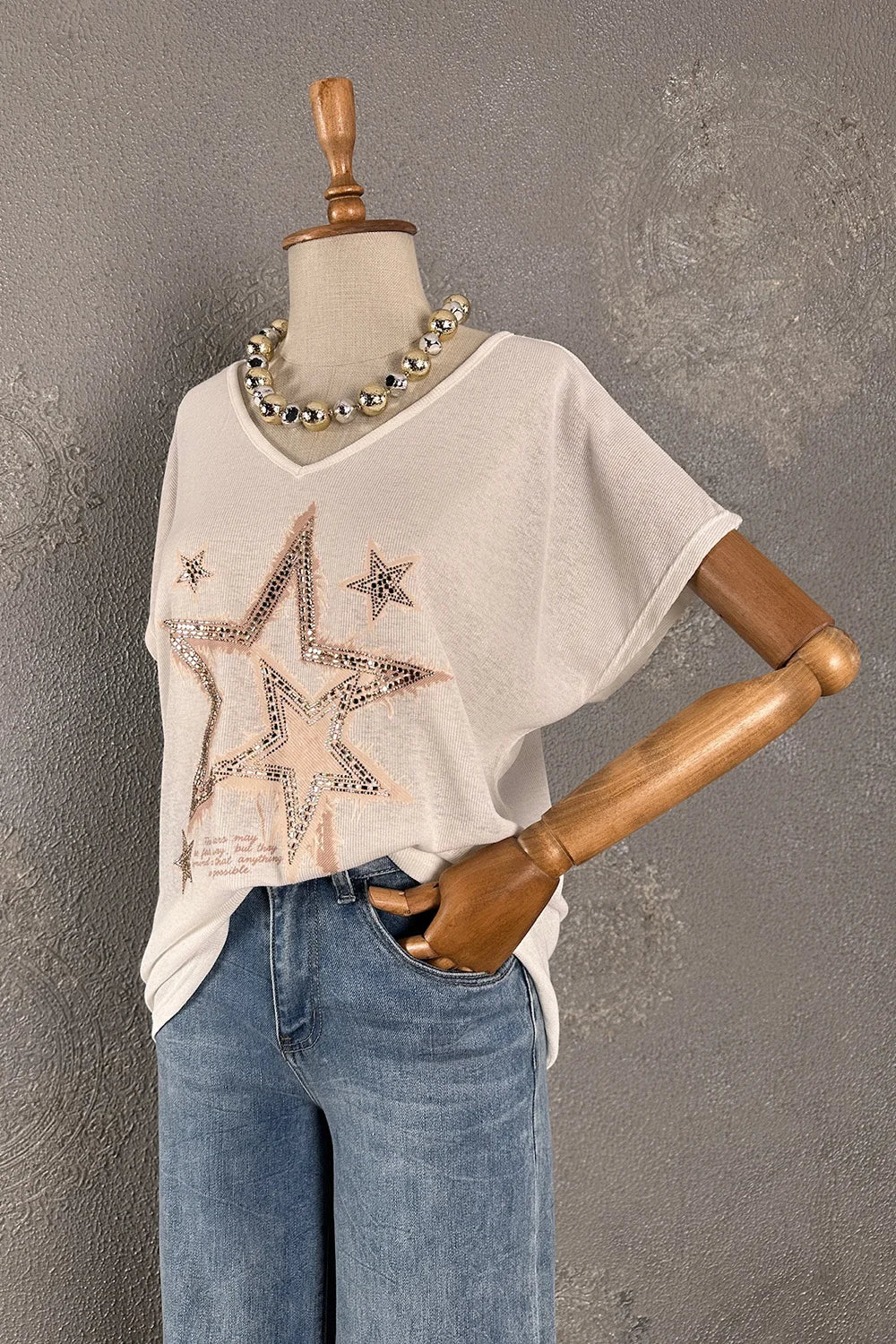 Taşlı Dokuma T-shirt