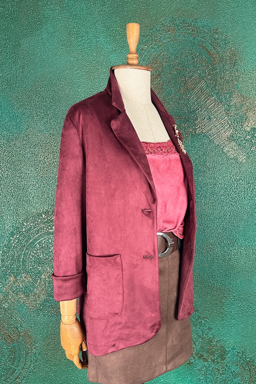 Nubuk Görünümlü Blazer Ceket