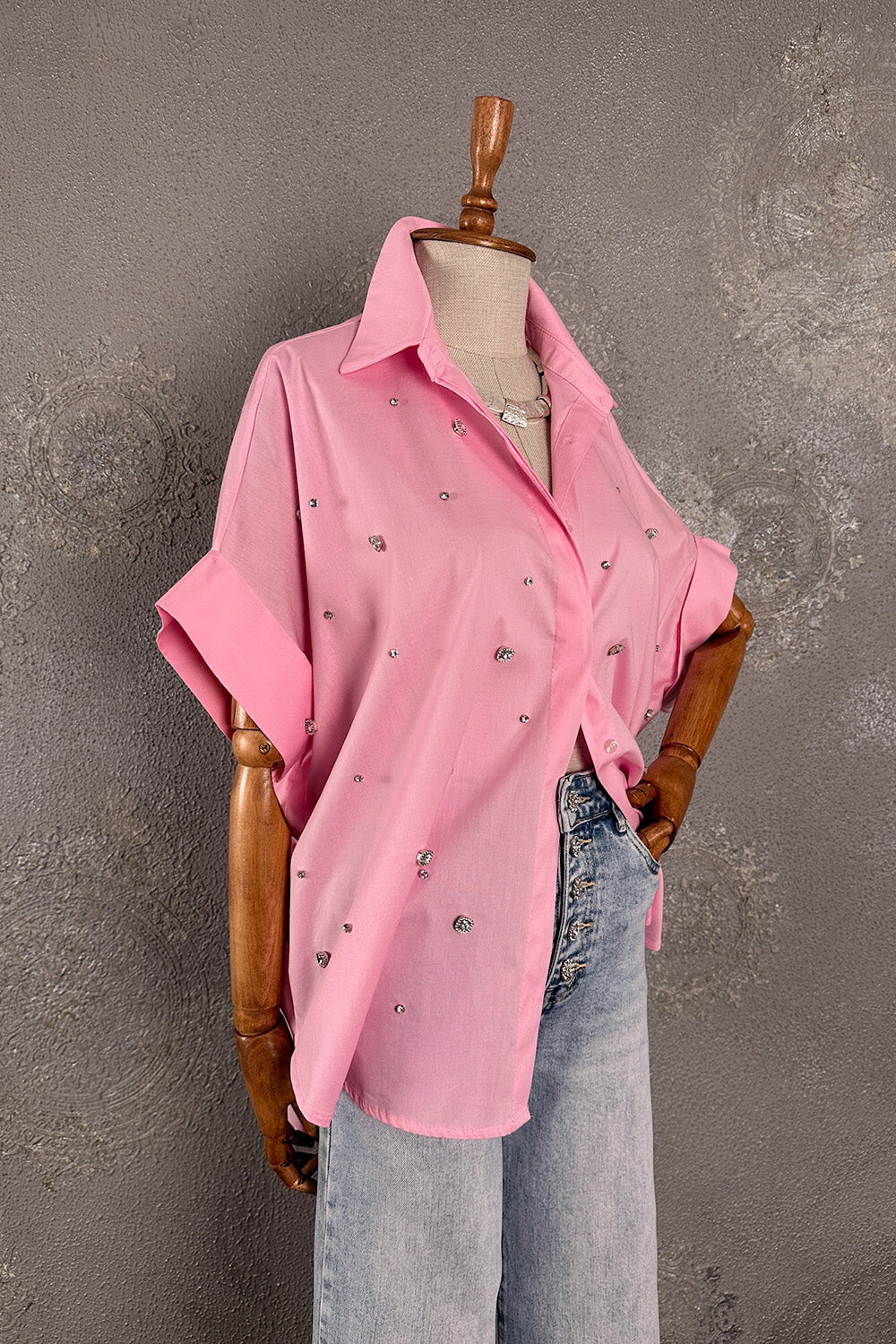 Taşlı Oversize Gömlek