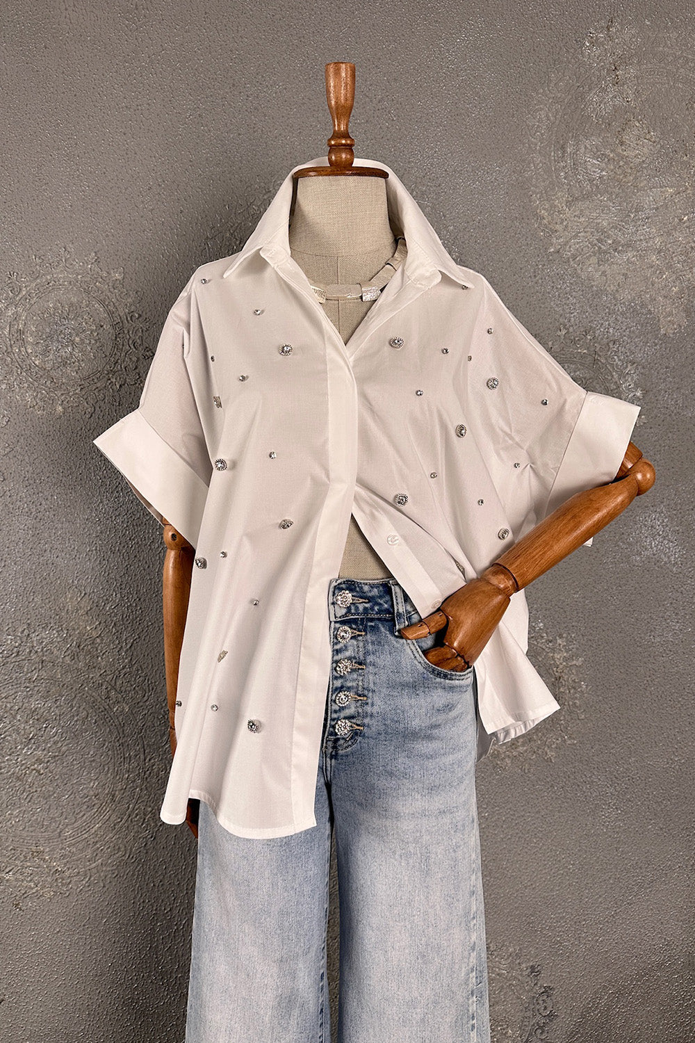 Taşlı Oversize Gömlek