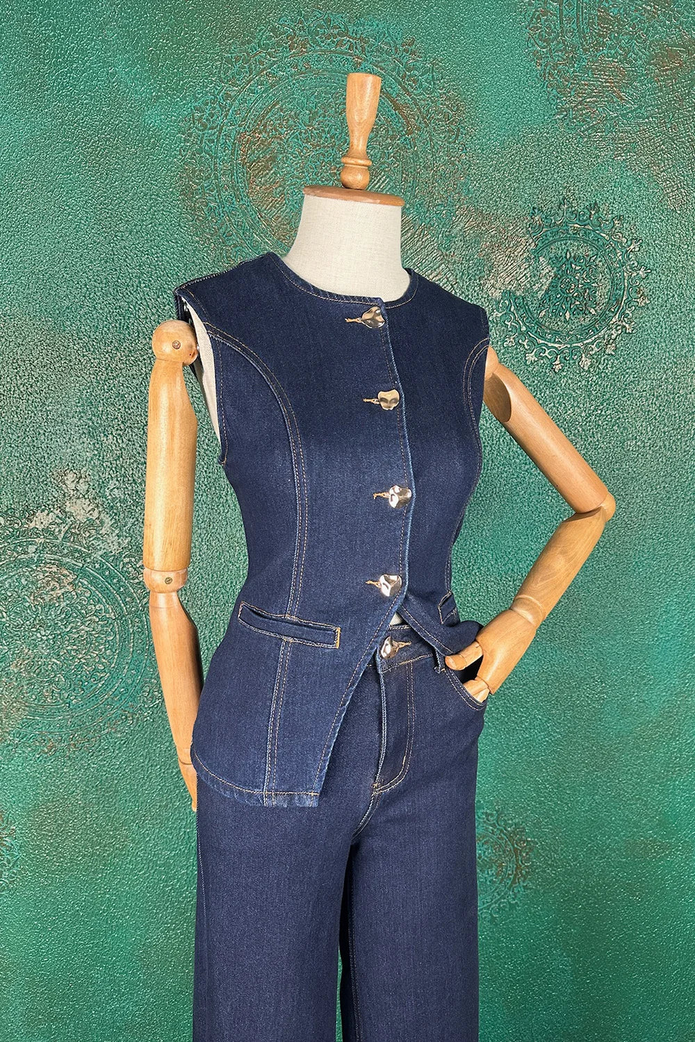 Denim Yelek Takım