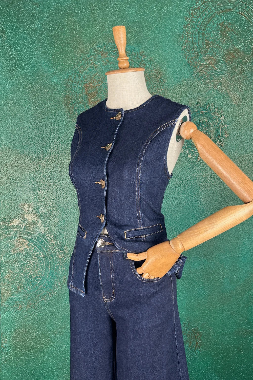 Denim Yelek Takım