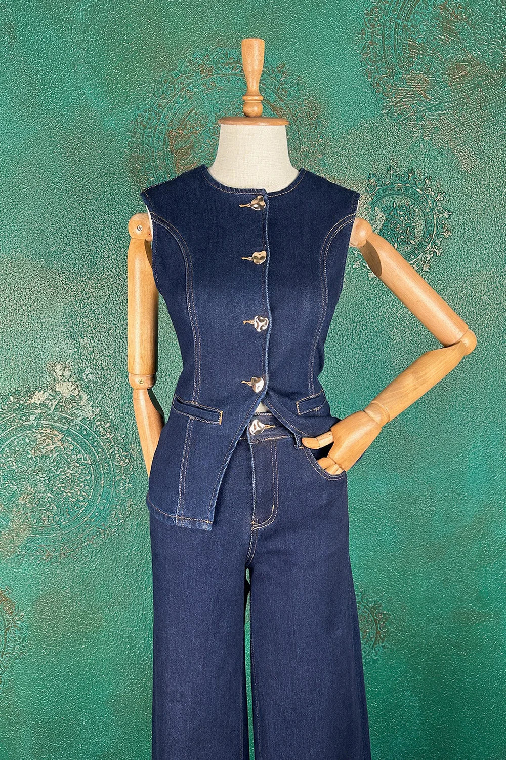 Denim Yelek Takım