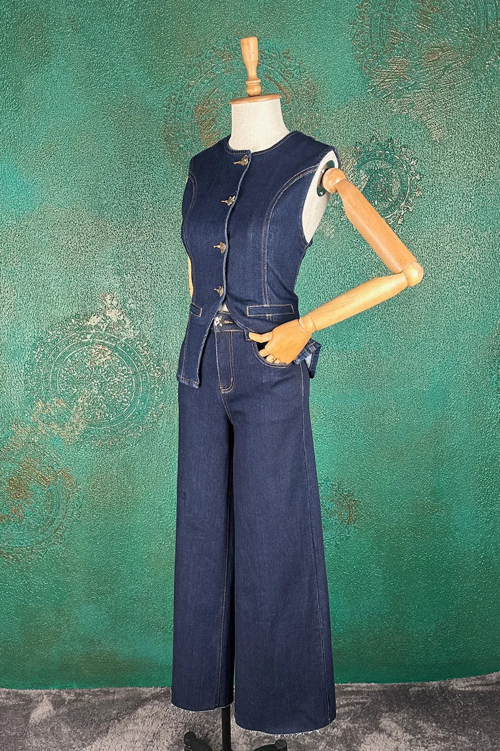 Denim Yelek Takım