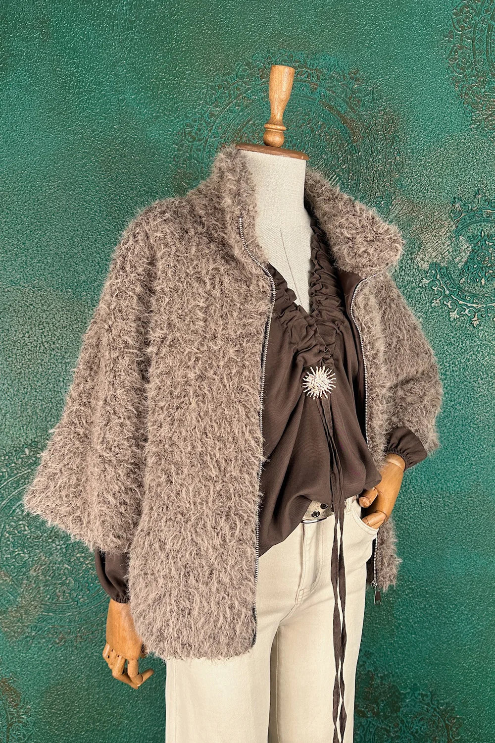 Tüylü Dokulu Ceket