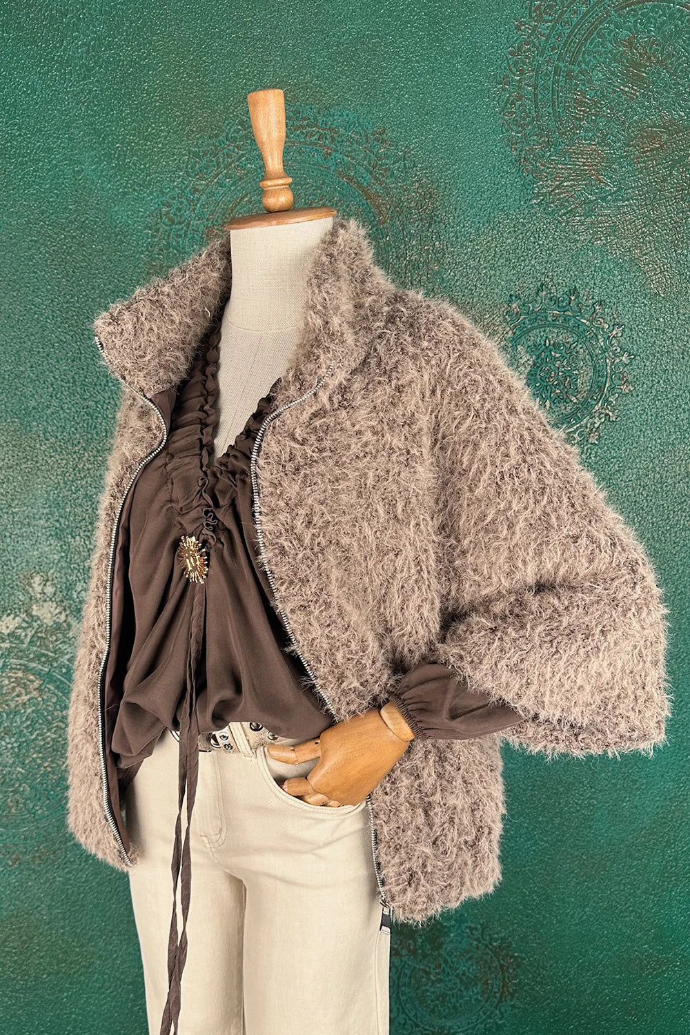 Tüylü Dokulu Ceket