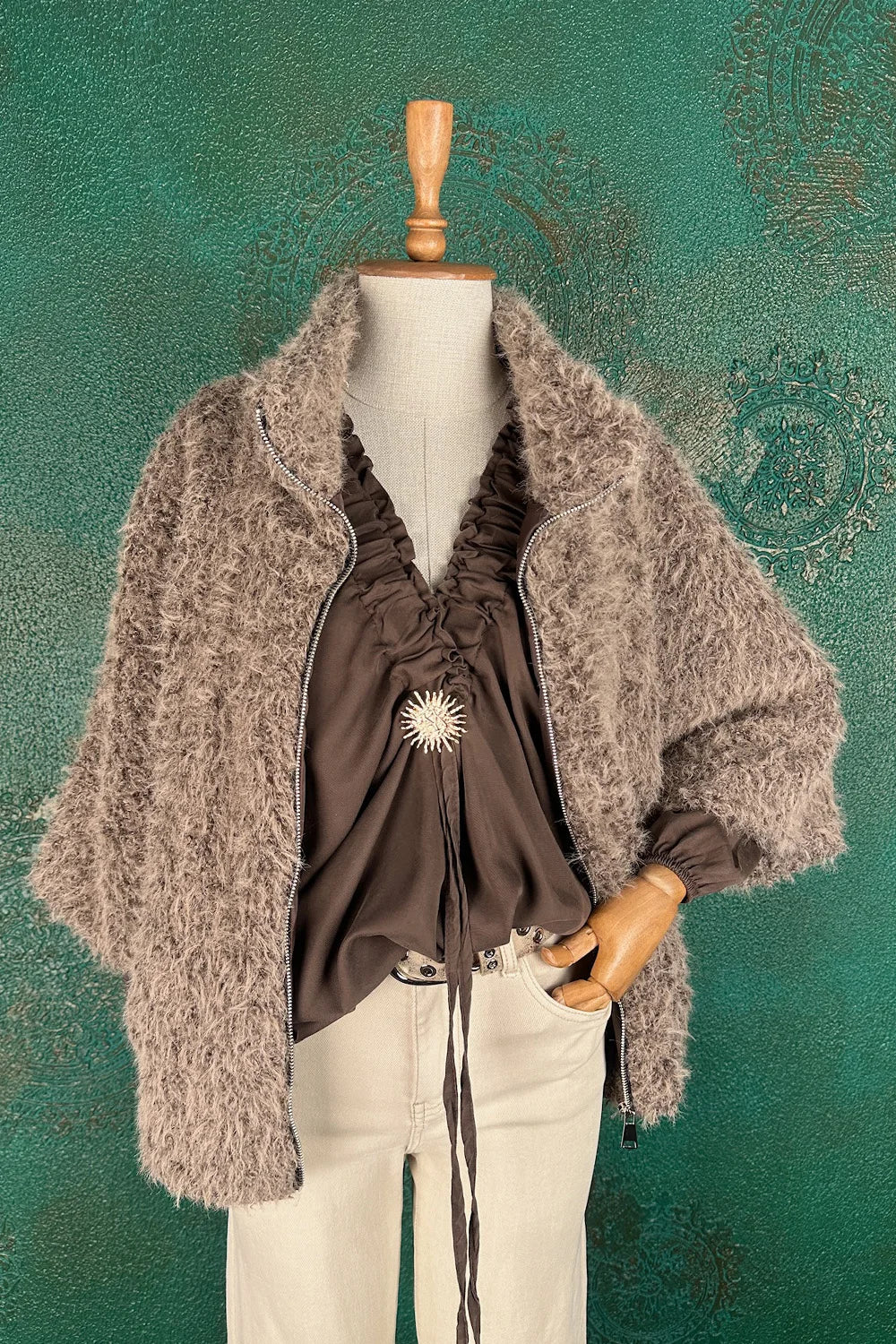 Tüylü Dokulu Ceket