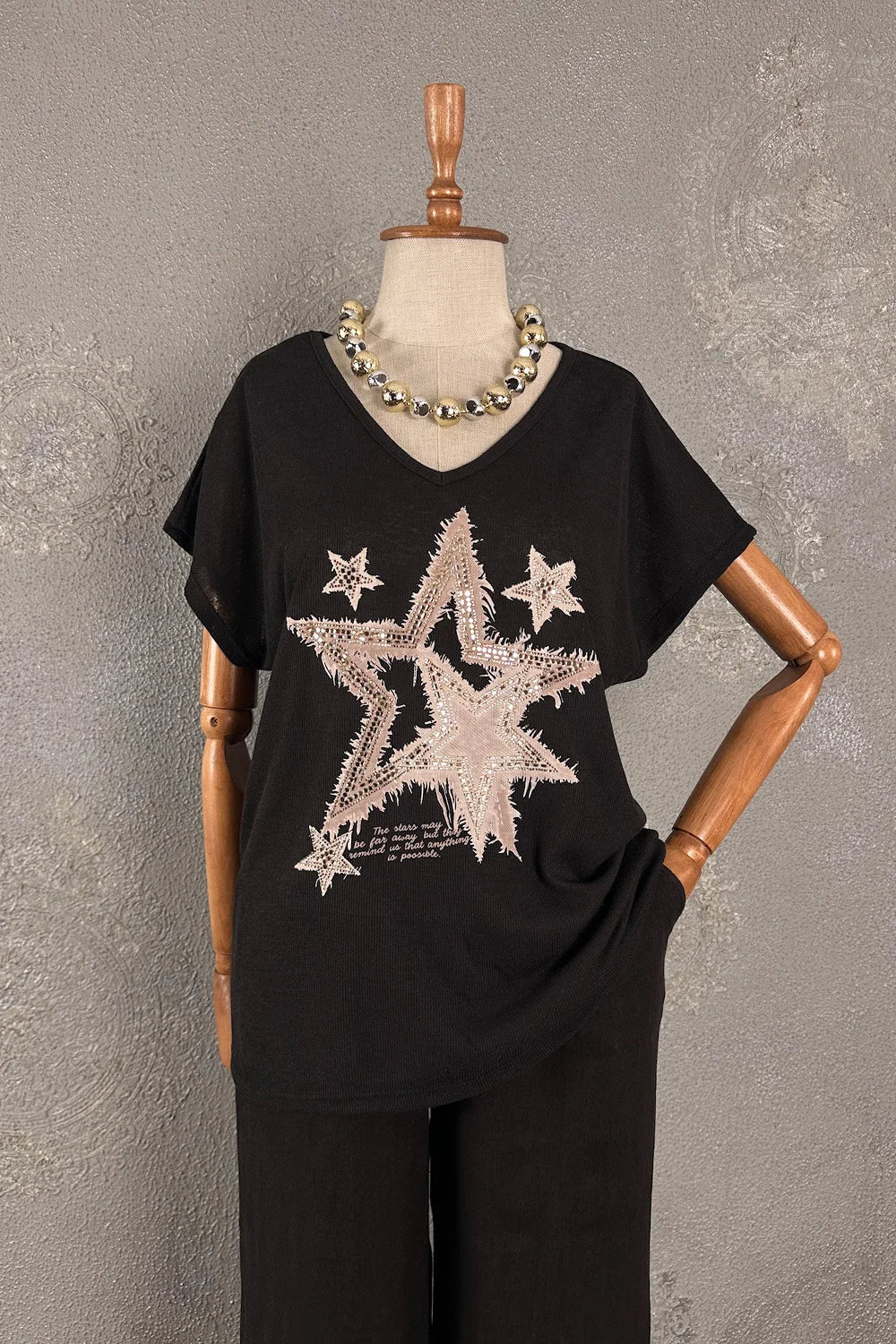 Taşlı Dokuma T-shirt