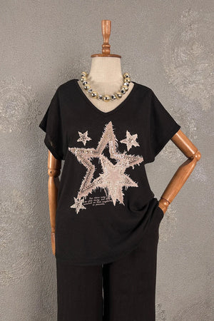 Taşlı Dokuma T-shirt