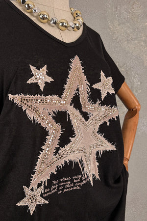 Taşlı Dokuma T-shirt