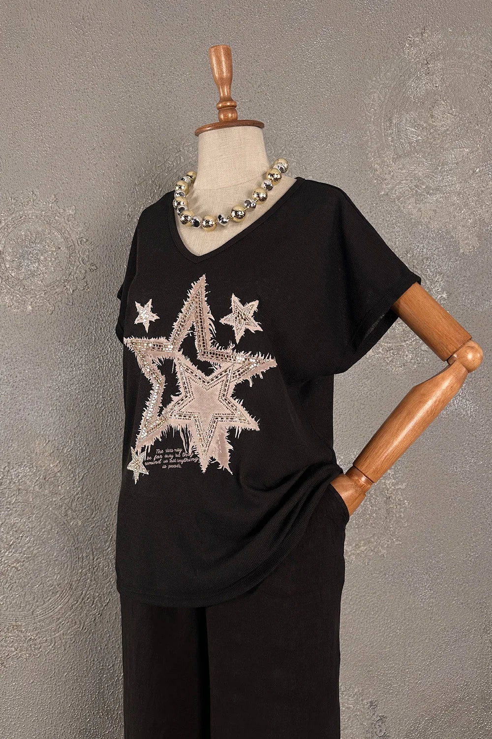 Taşlı Dokuma T-shirt
