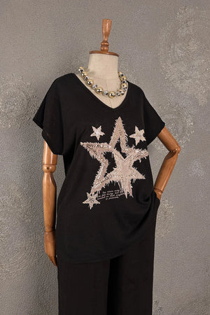 Taşlı Dokuma T-shirt