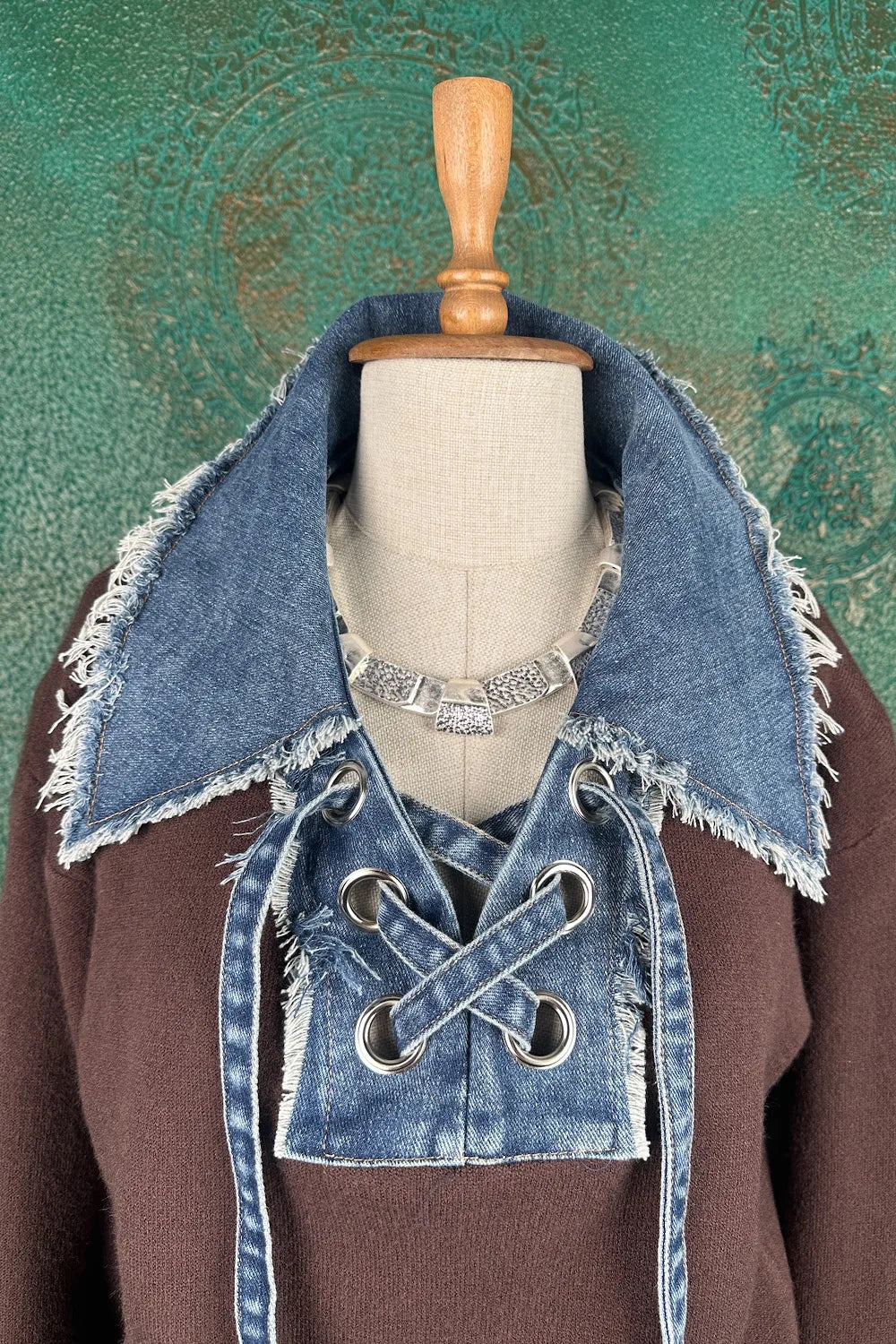 Denim Detaylı Triko