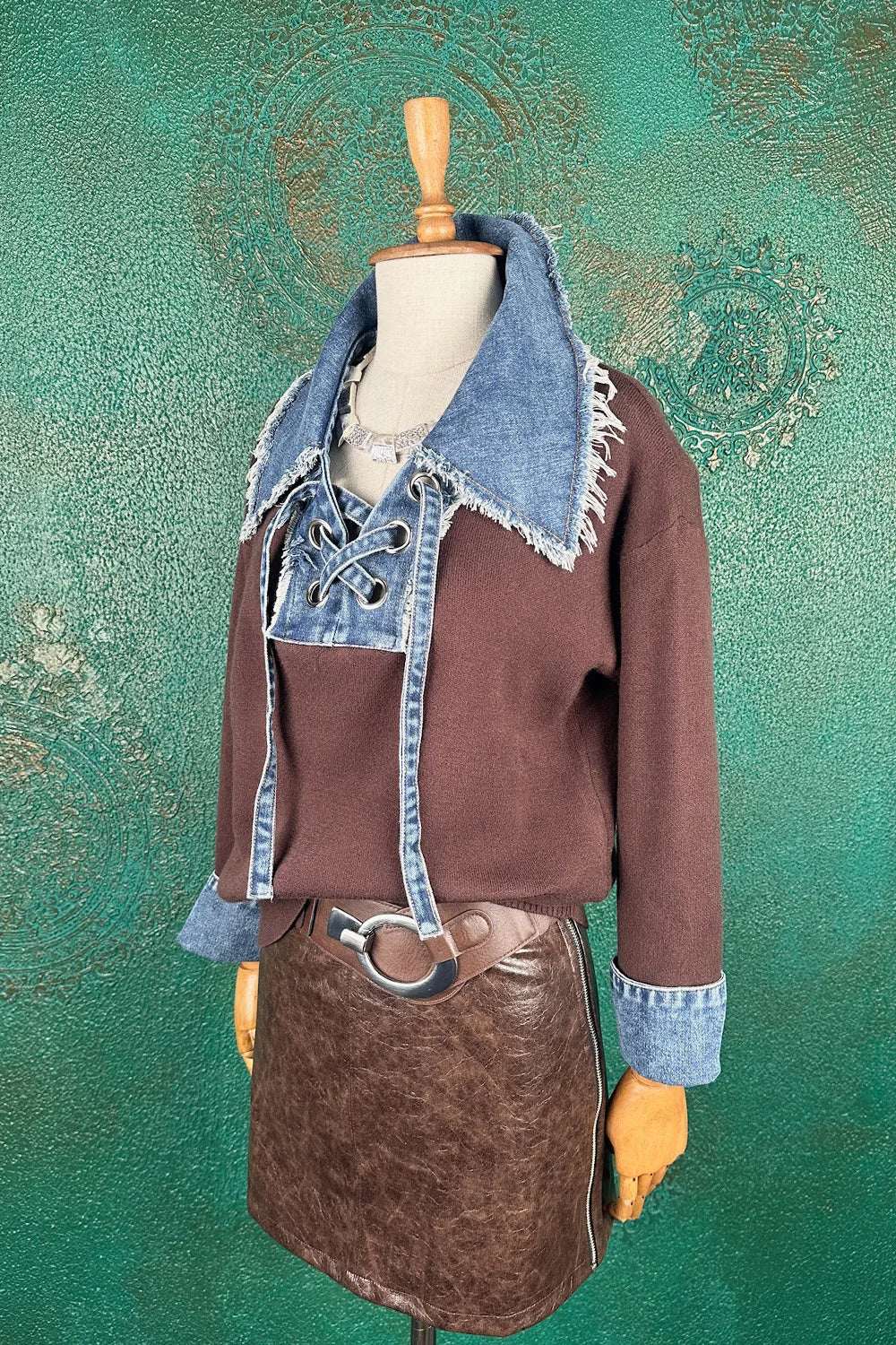 Denim Detaylı Triko