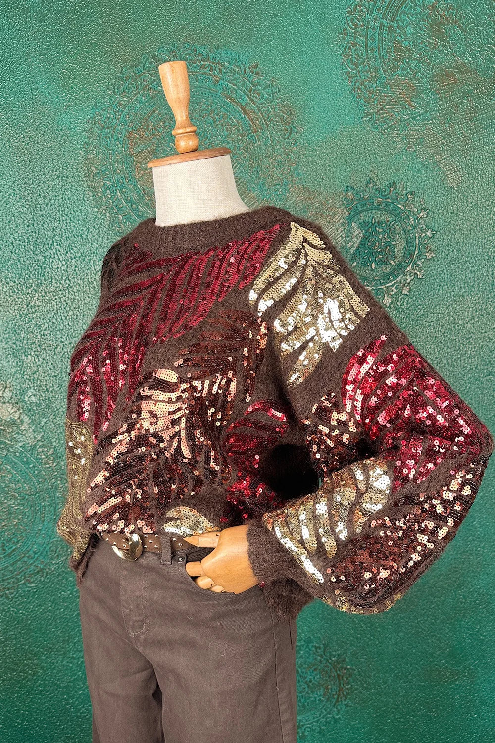 Pul İşlemeli Alpaka Karışımlı Kazak