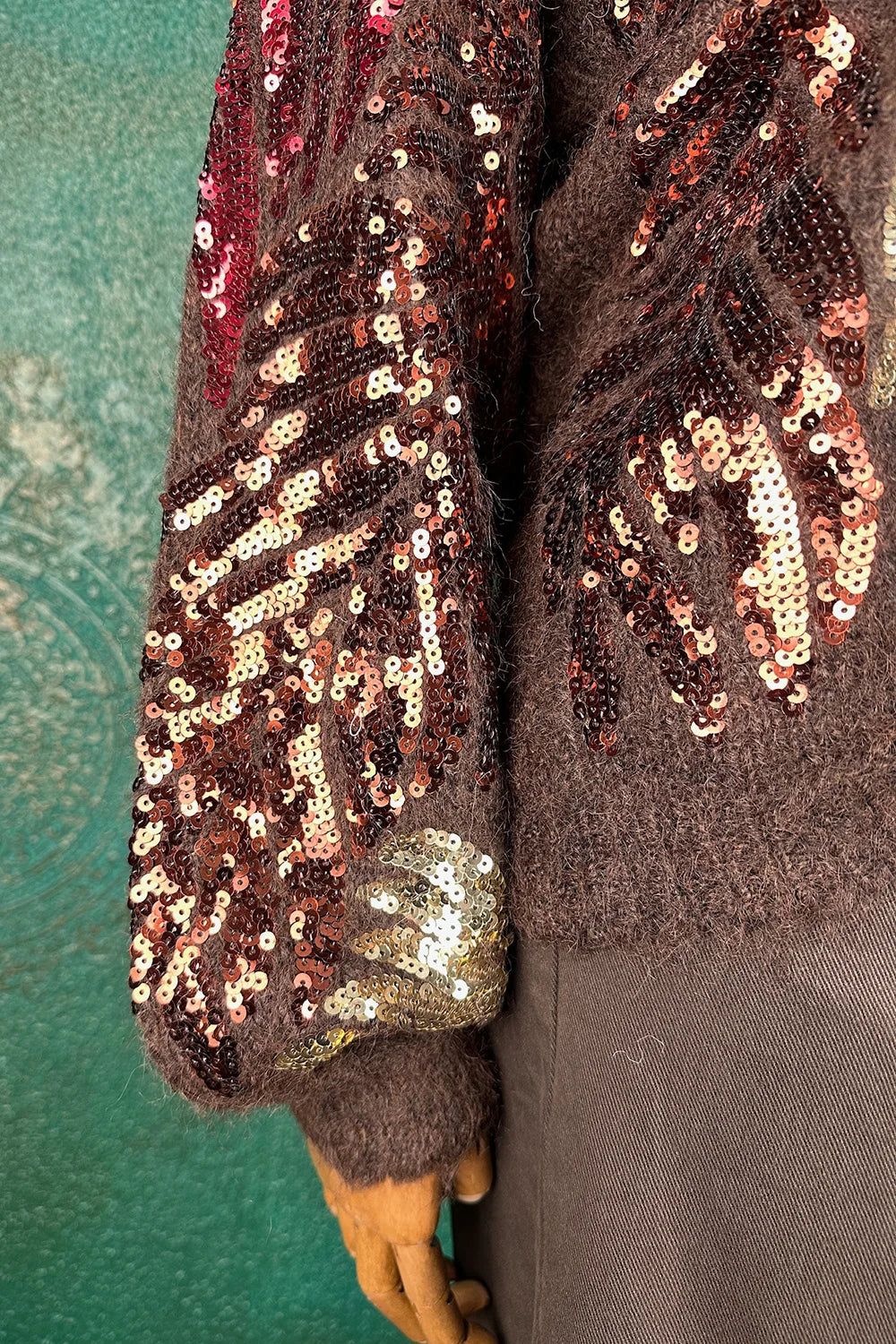 Pul İşlemeli Alpaka Karışımlı Kazak