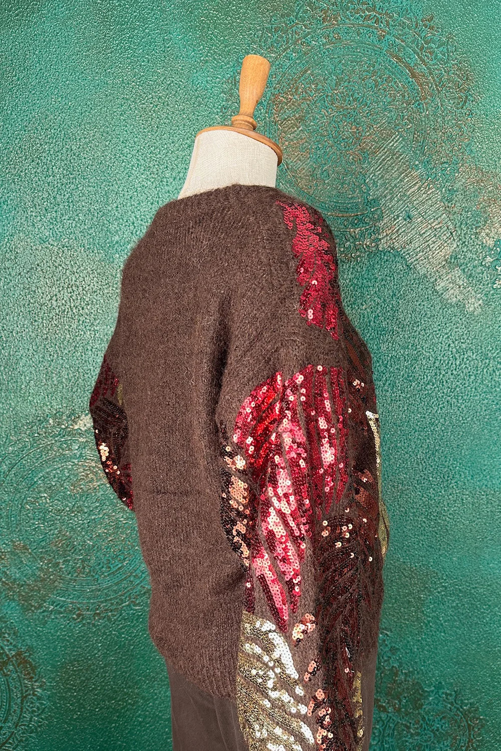 Pul İşlemeli Alpaka Karışımlı Kazak