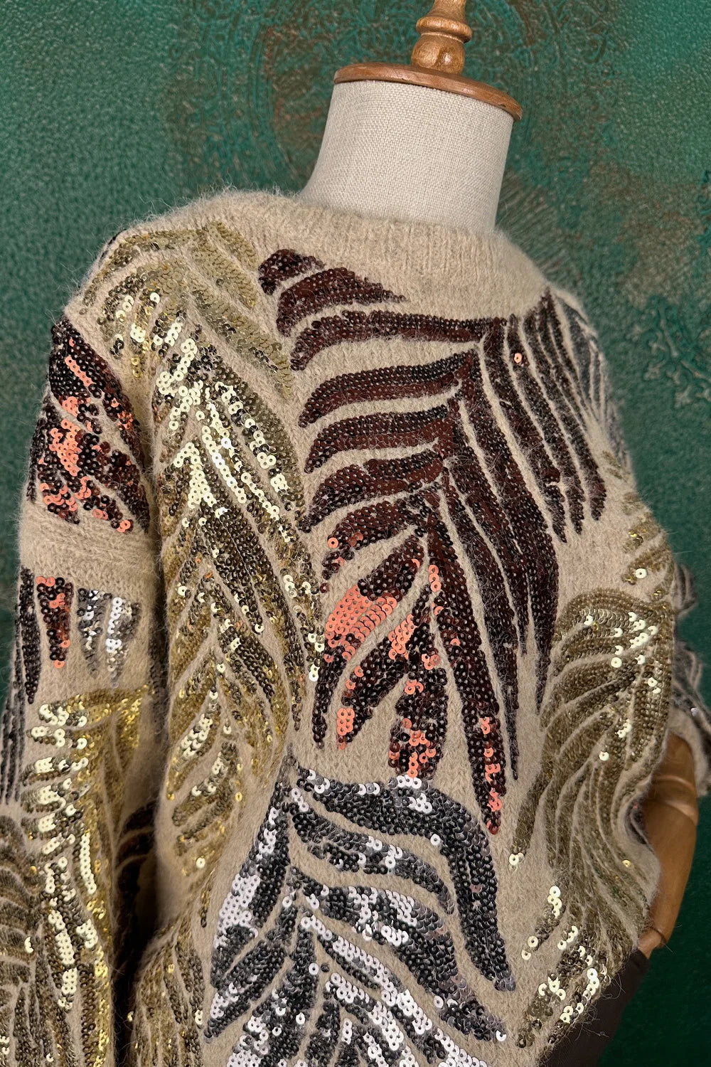 Pul İşlemeli Alpaka Karışımlı Kazak