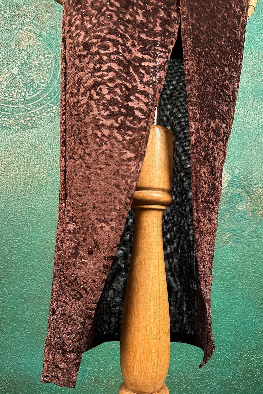 Drapeli Yırtmaçlı Uzun Elbise