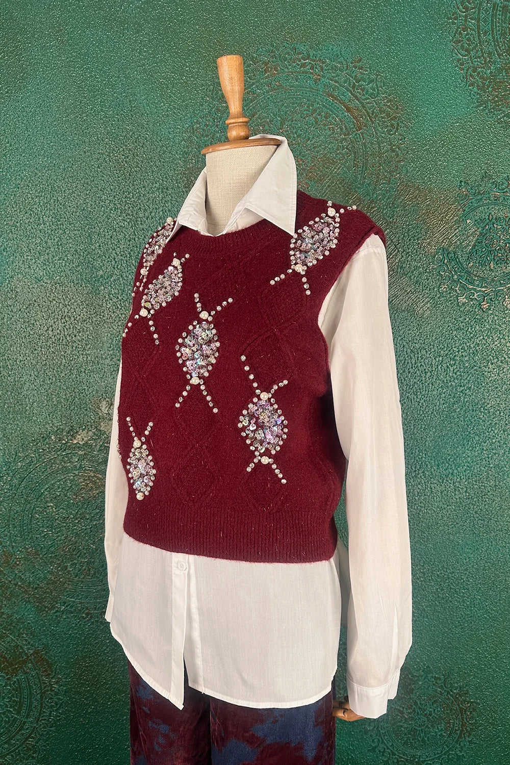 Taş İşlemeli Süveter Takım