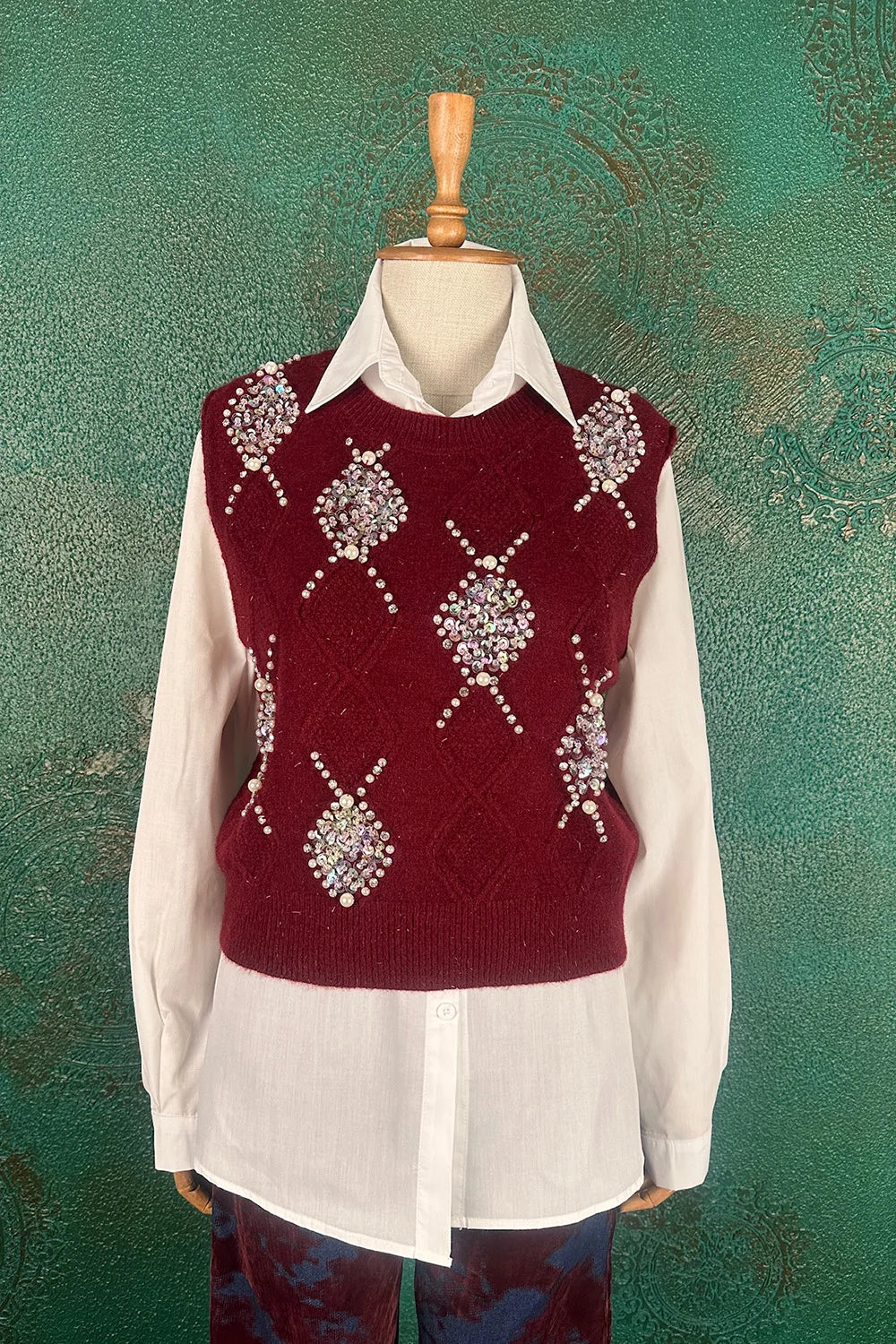 Taş İşlemeli Süveter Takım