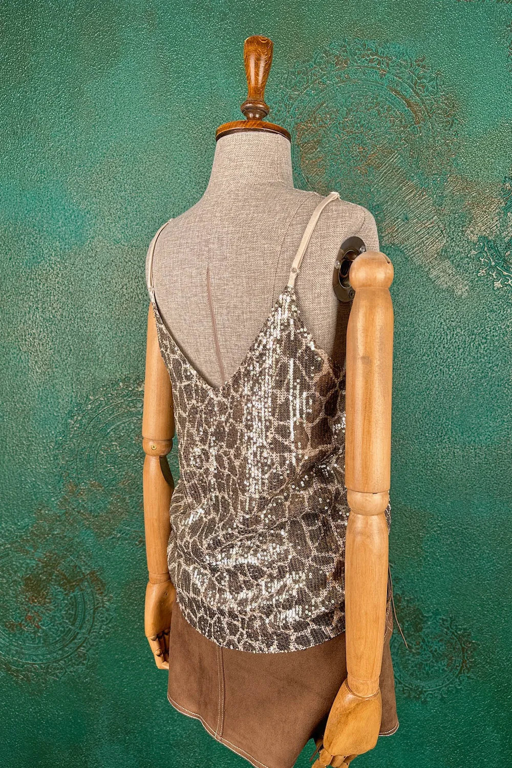 Leopar Desenli Pul İşlemeli Bluz