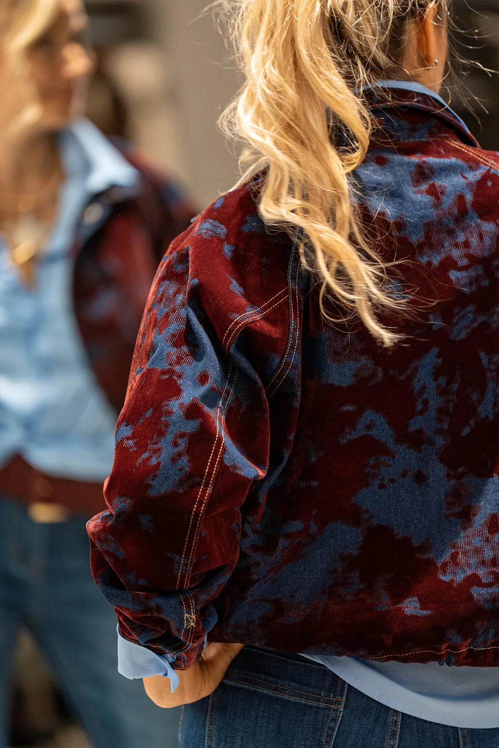 Kadife Gölgeli Kısa Denim Mont