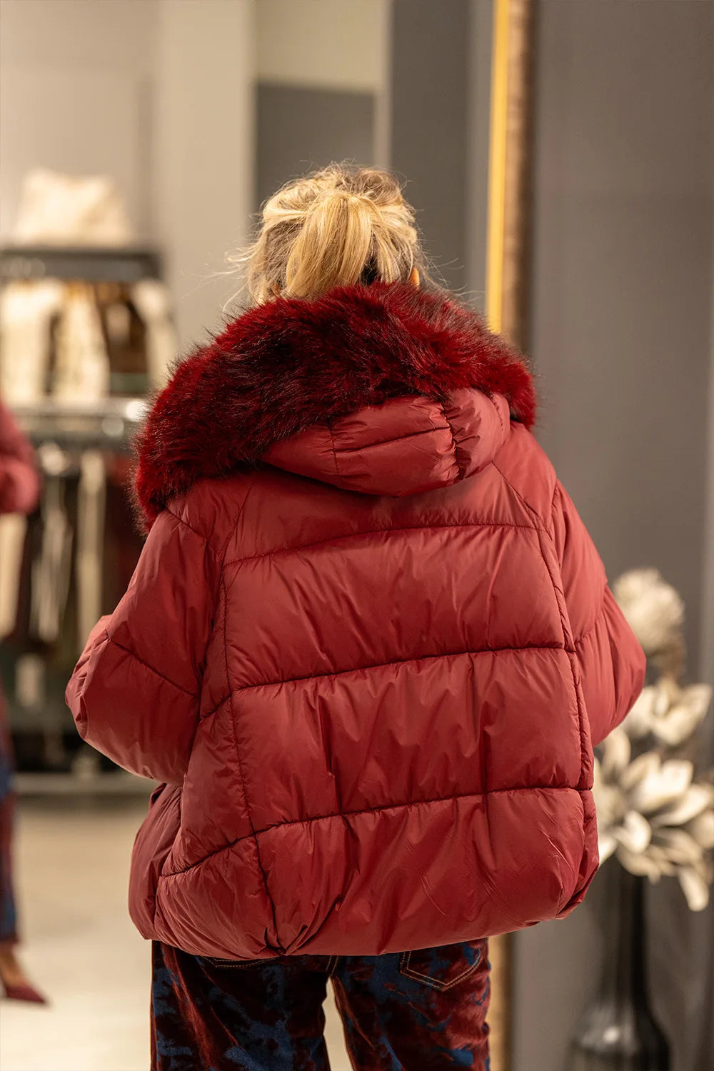 Kürk Yakalı Oversize Mont