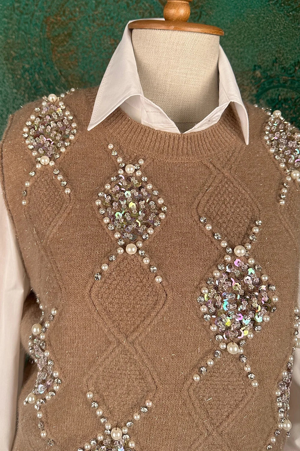 Taş İşlemeli Süveter Takım