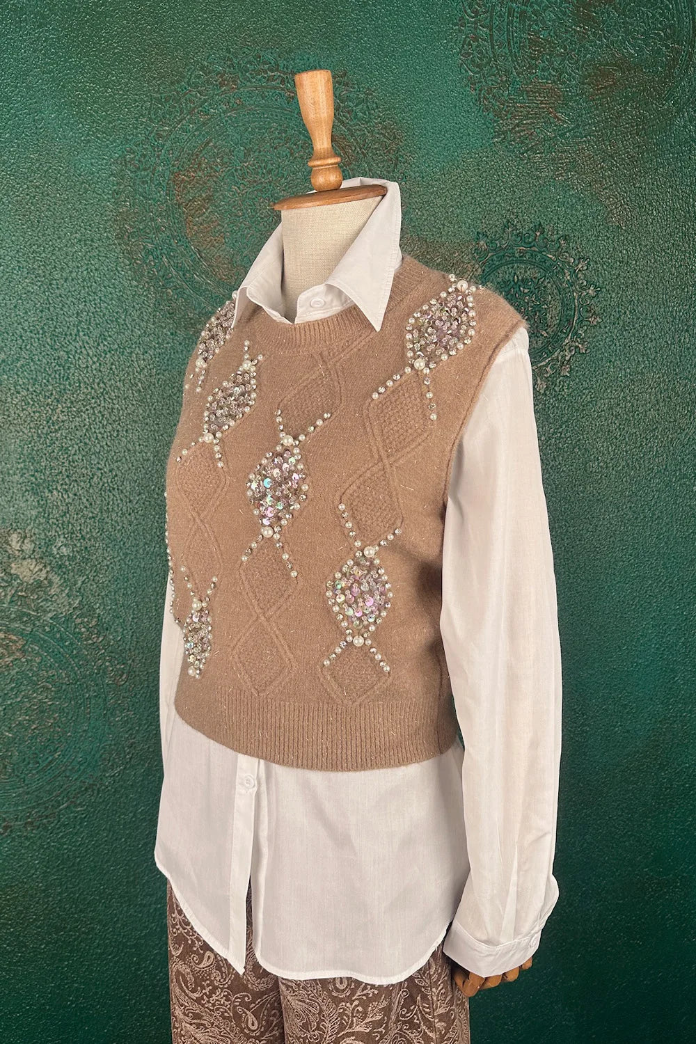 Taş İşlemeli Süveter Takım