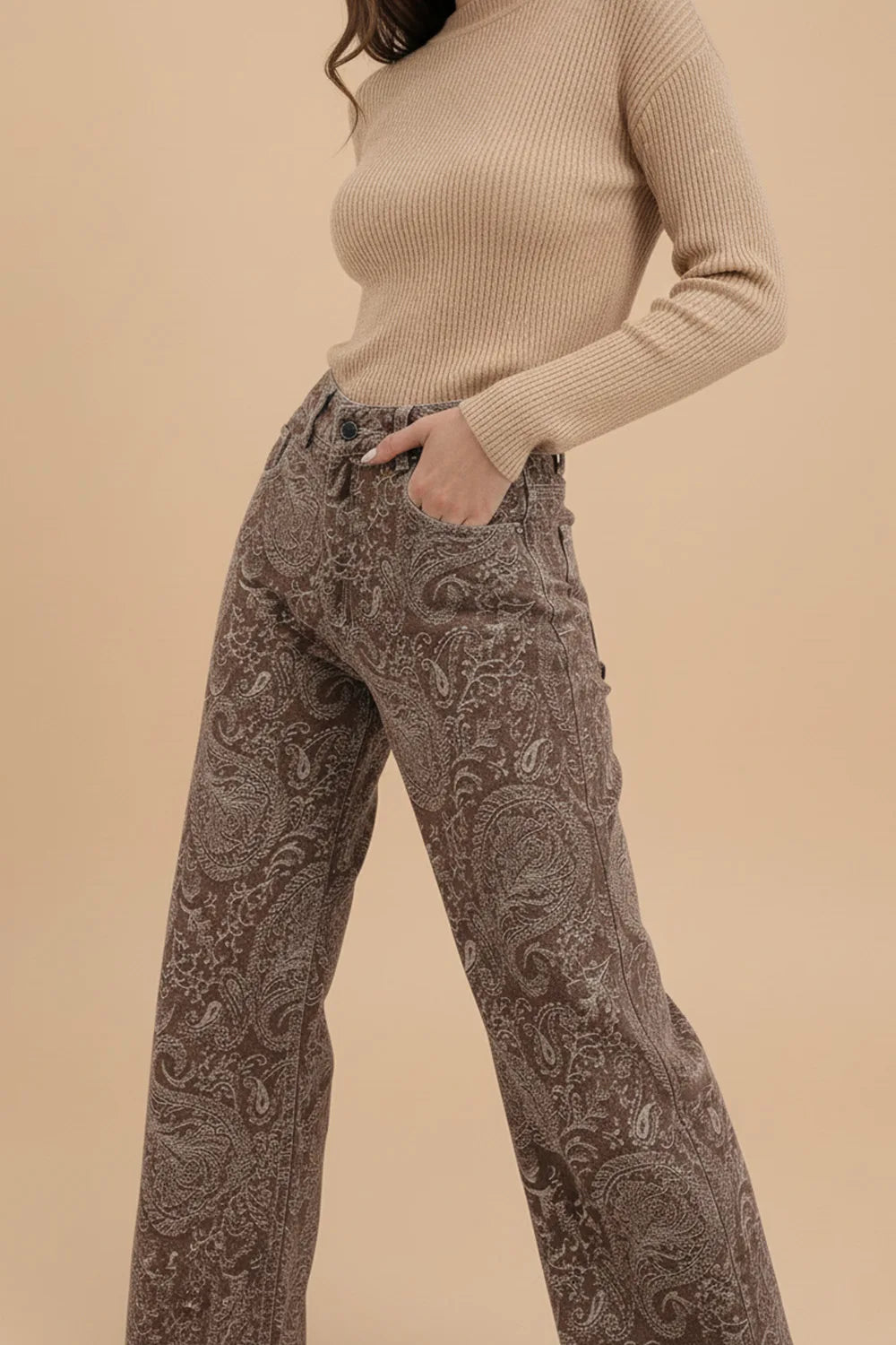 Şal Desen Nakışlı Pantolon