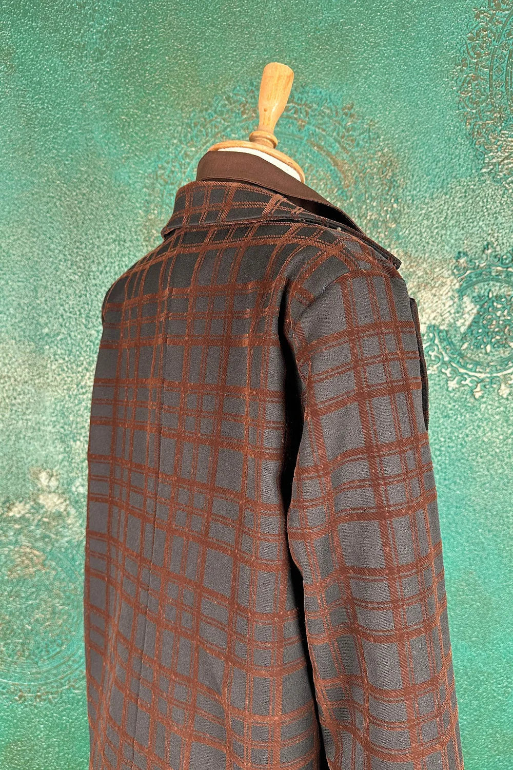 Ekose Kadife Çizgili Blazer Ceket