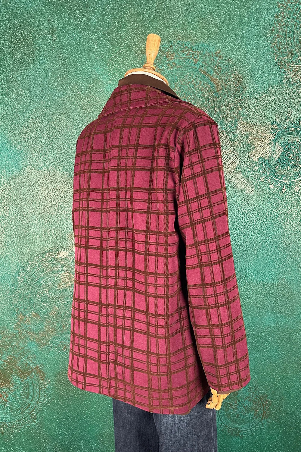 Ekose Kadife Çizgili Blazer Ceket